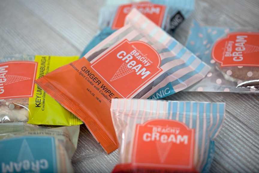 沙灘有機冰淇淋三明治餐飲食品包裝袋設計