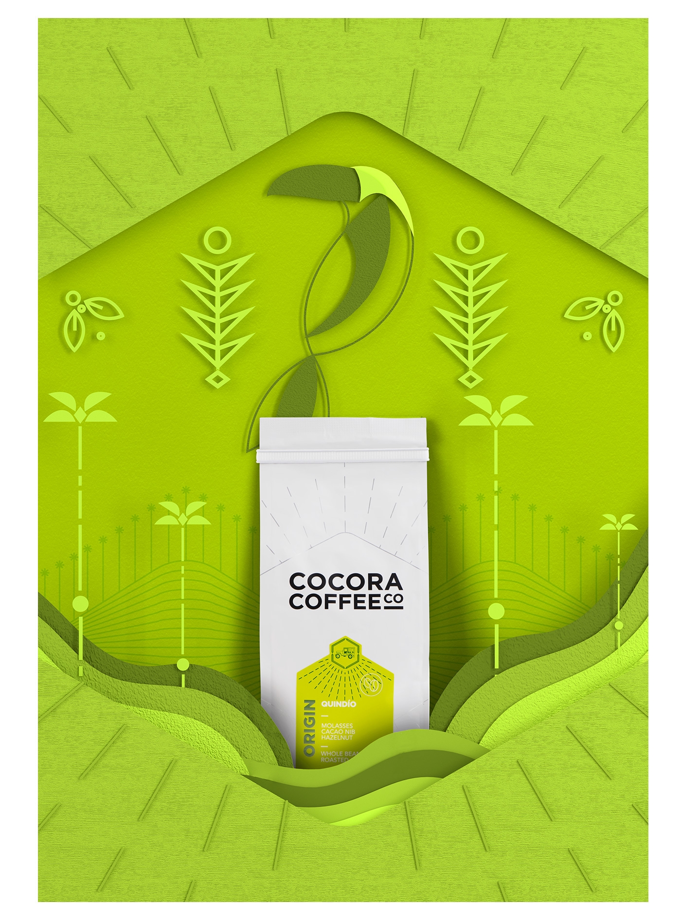 為一個咖啡杯，一個街角咖啡店，做整體的品牌包裝設計